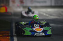 Felipe Massa aims for an apex during his karting challenge