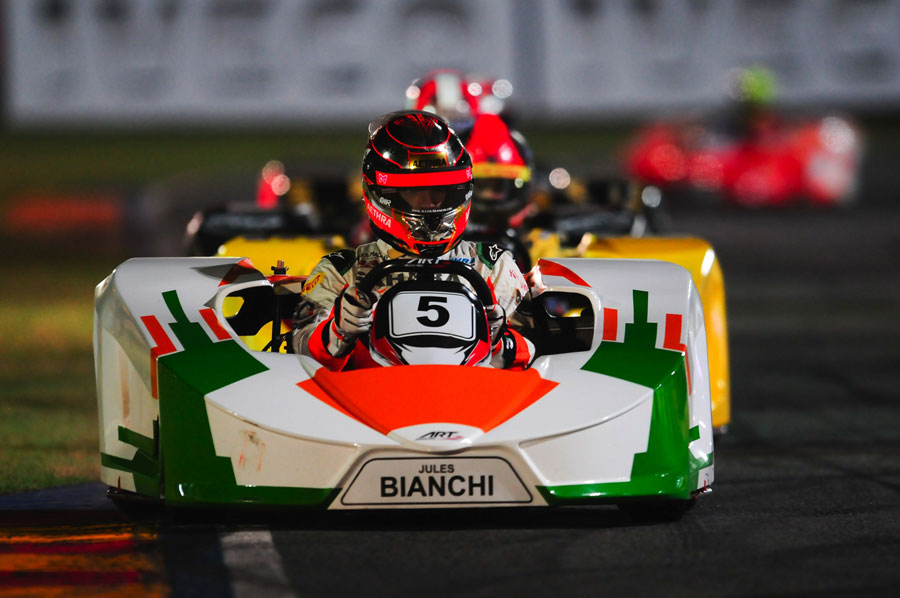 Jules Bianchi on track during Felipe Massa's karting challenge