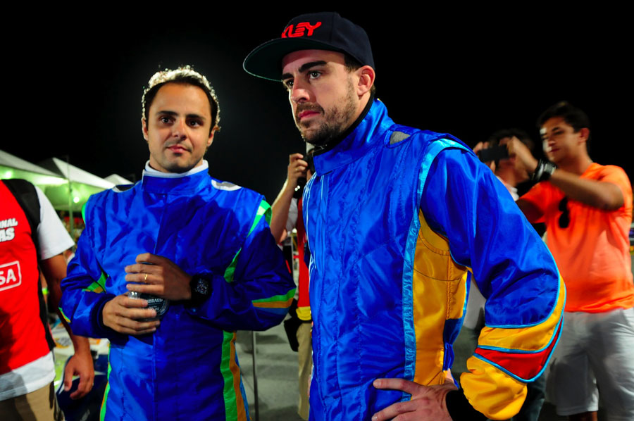 Fernando Alonso with Felipe Massa at his karting challenge