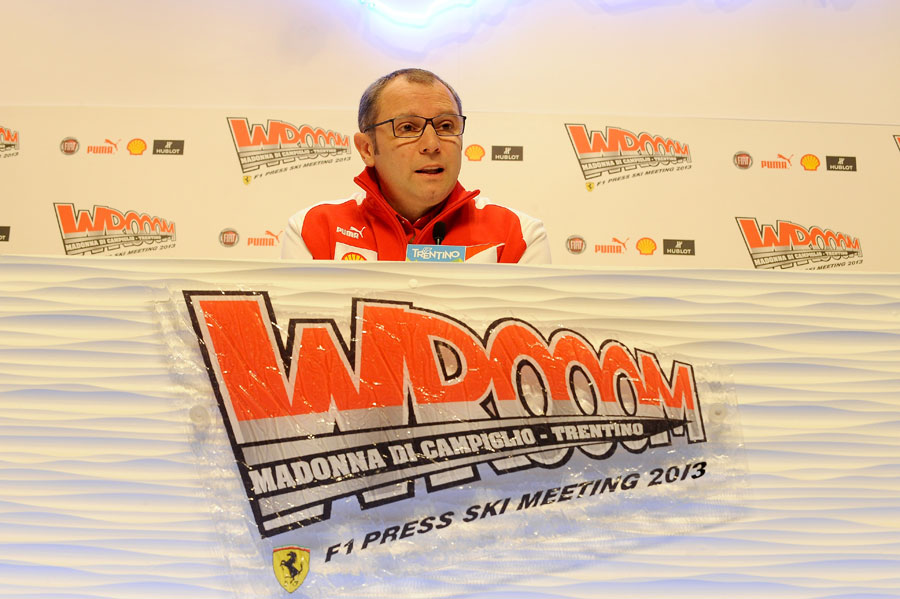 Stefano Domenicali faces the media at Ferrari's Wrooom event