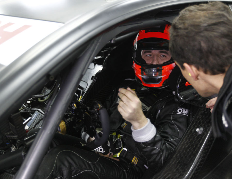 Robert Kubica in the cockpit of a Mercedes DTM car ahead of his first test