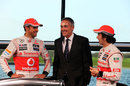 Jenson Button, Martin Whitmarsh and Sergio Perez at the launch of the McLaren MP4-28