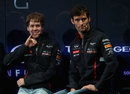 Sebastian Vettel and Mark Webber at the launch of the Red Bull RB9 