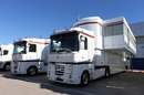 Sauber transporters in the paddock on Monday