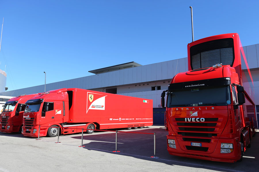 Ferrari transporters in position in Jerez