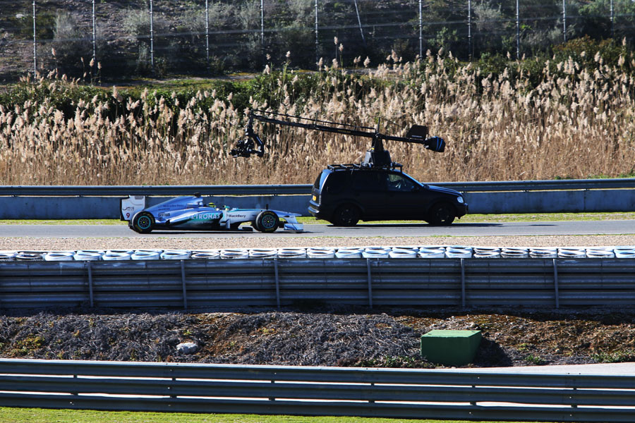 Nico Rosberg during a filming run in the W04