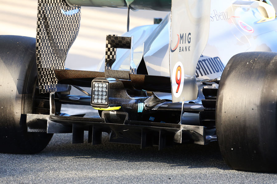 The diffuser on Nico Rosberg's W04