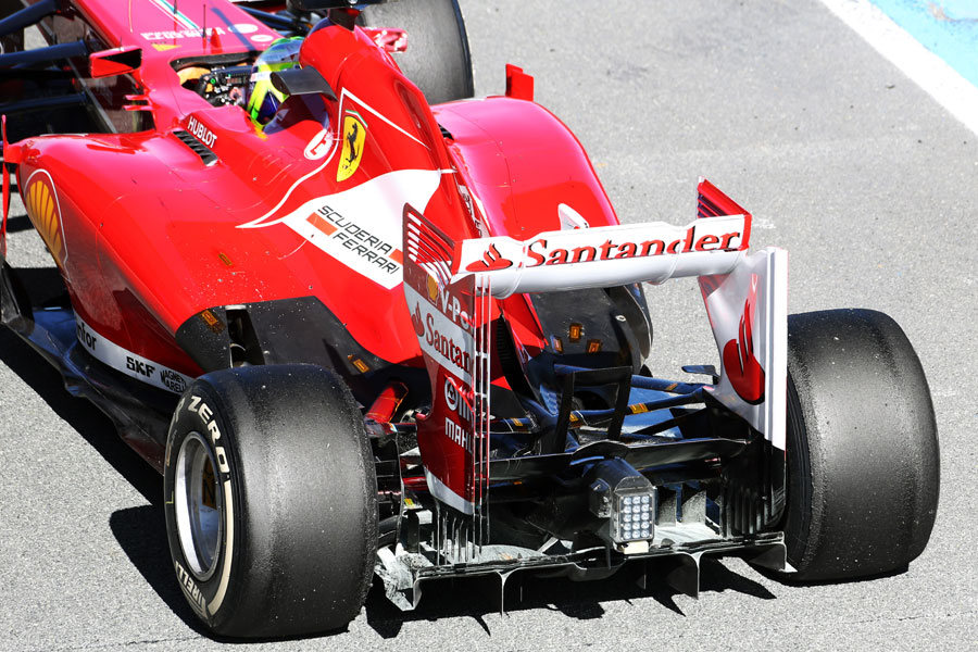 Felipe Massa with an aero device on the F138's rear wing