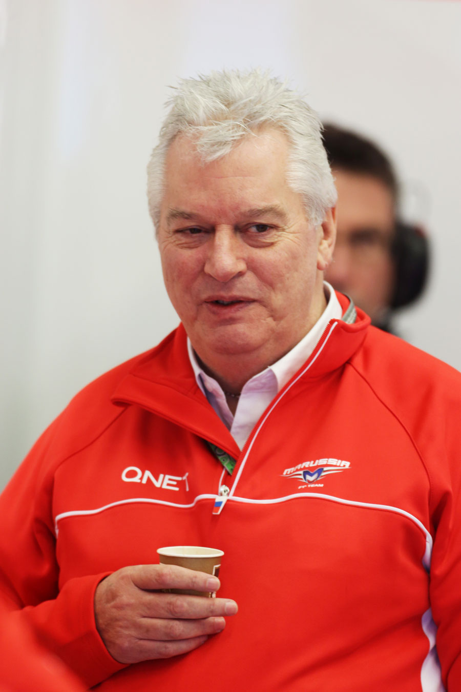 Technical director Pat Symonds in the Marussia garage