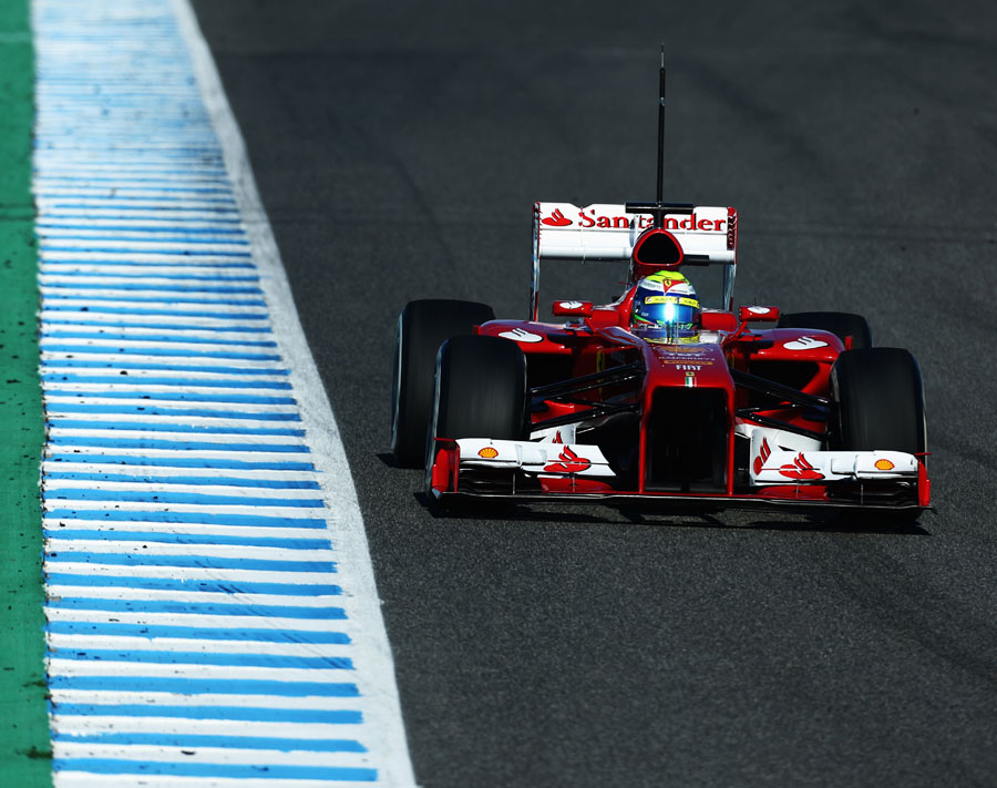 Felipe Massa picks his turn in point in the Ferrari F138