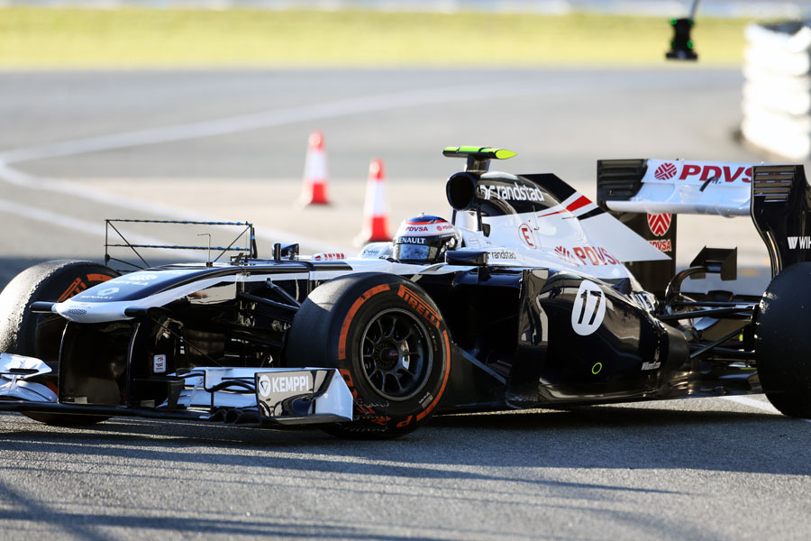 Valtteri Bottas with an aerodynamic sensor on the FW34