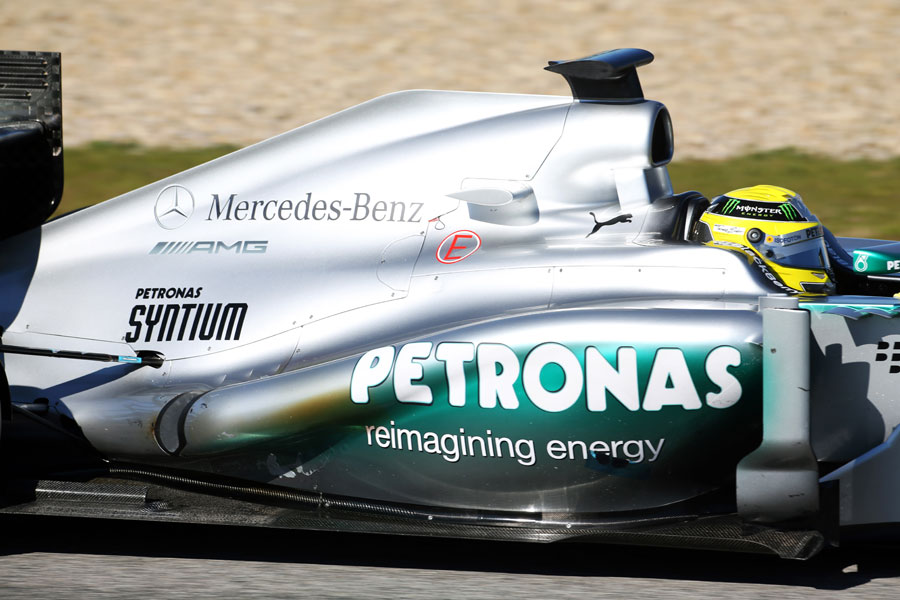 Heat discolouration on Nico Rosberg's Mercedes