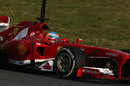 Fernando Alonso on track in the new Ferrari