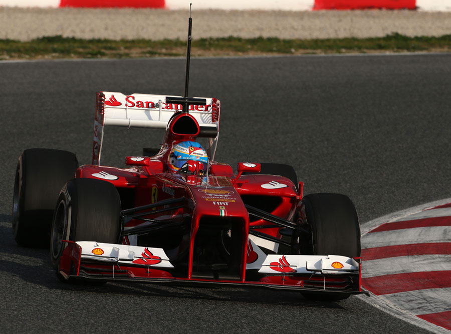 Fernando Alonso searches for the apex in the Ferrari F138