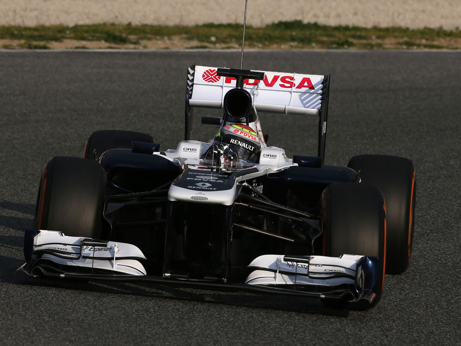 Pastor Maldonado puts the new Williams FW35 through its paces