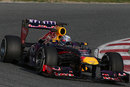 Sebastian Vettel on track in the Red Bull RB9