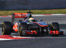 Sergio Perez takes on the chicane on soft tyres 