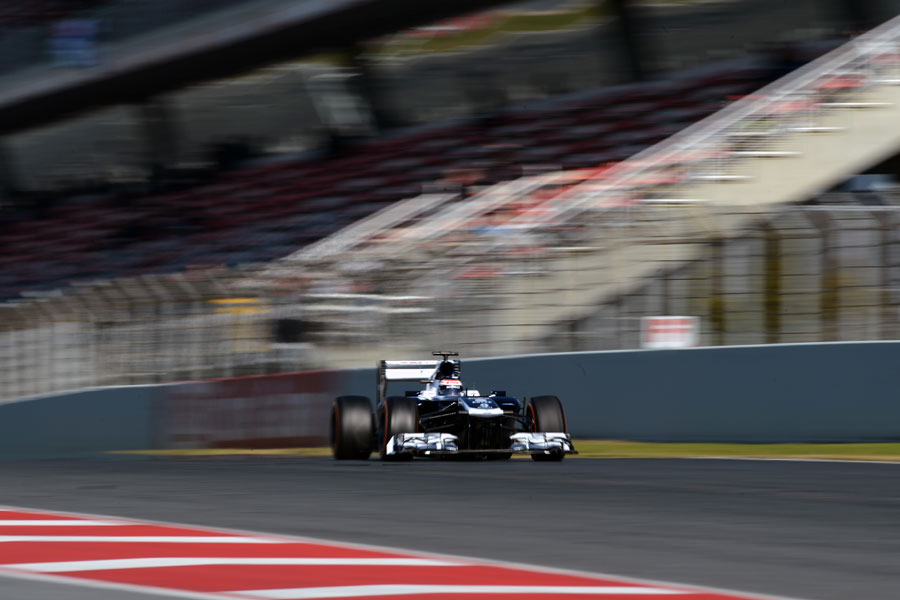 Valtteri Bottas at speed on the pit straight