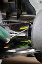 Exhaust detail and aero paint on the Mercedes W04