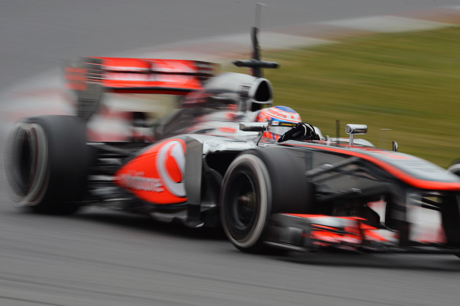 Jenson Button at speed in the McLaren 