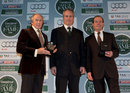 Clive Chapman receives the award in honour of his father, Clive, from Sir Jackie Stewart and Jackie Oliver