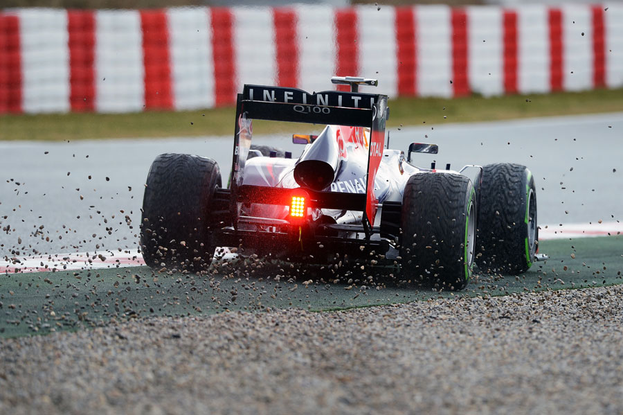Sebastian Vettel rejoins the circuit