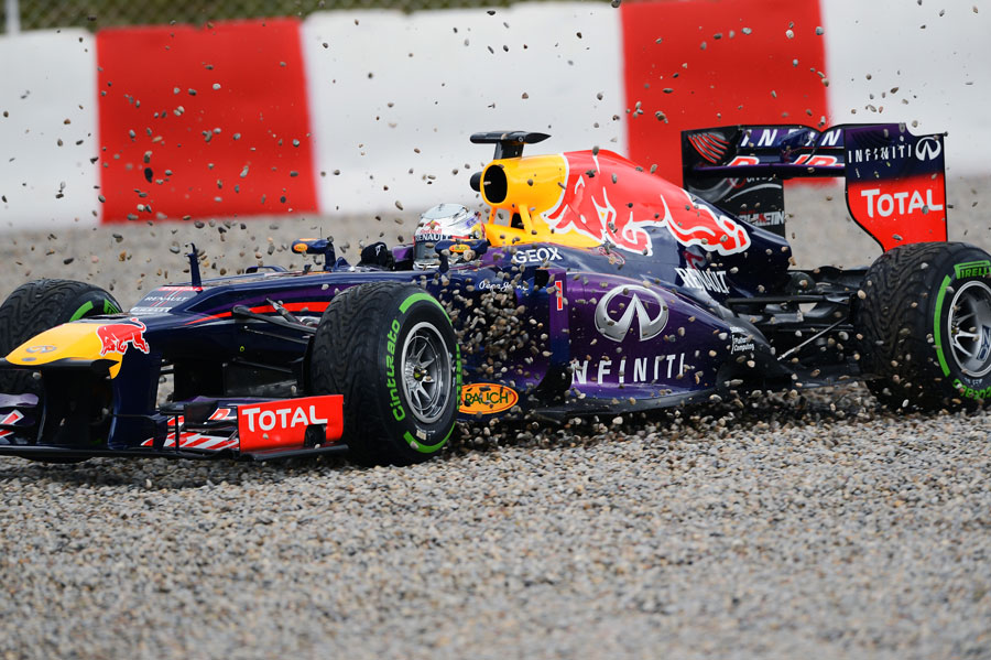 Sebastian Vettel in the gravel