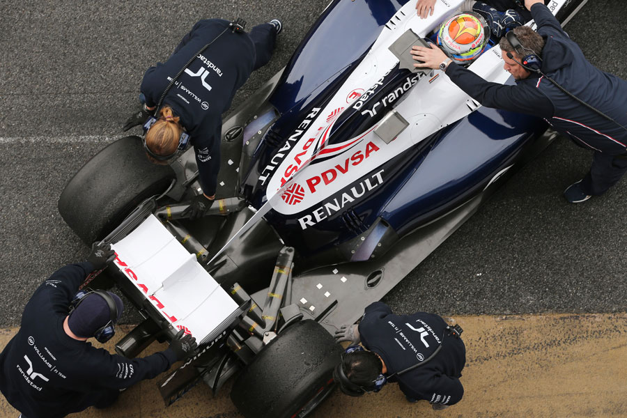 The rear of the Williams as it is rolled back into the garage