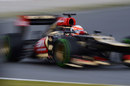 Romain Grosjean on track in the Lotus E21