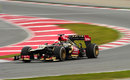 Romain Grosjean on track on a medium tyre run