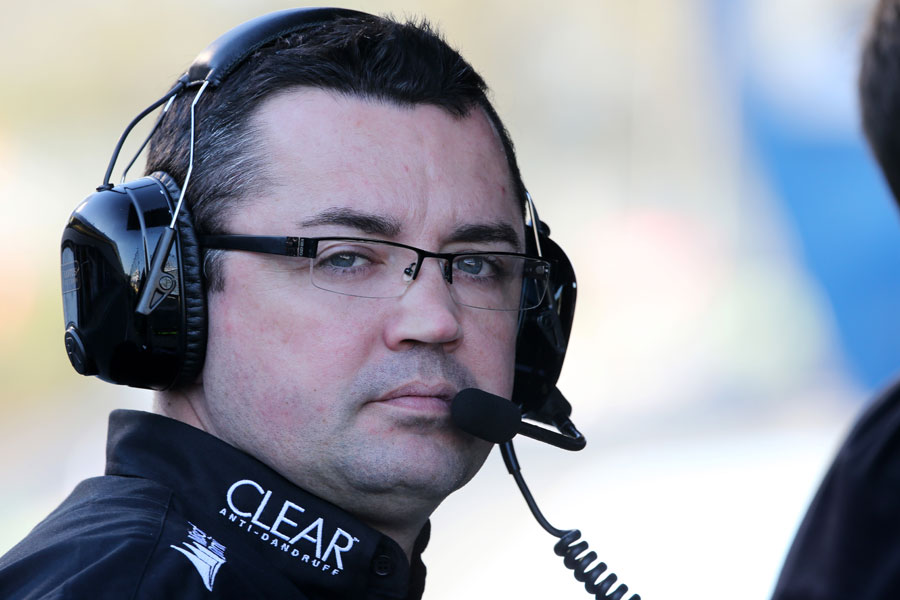 Eric Boullier on the Lotus pit wall