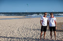 Marussia team-mates Max Chilton and Jules Bianchi on the beach