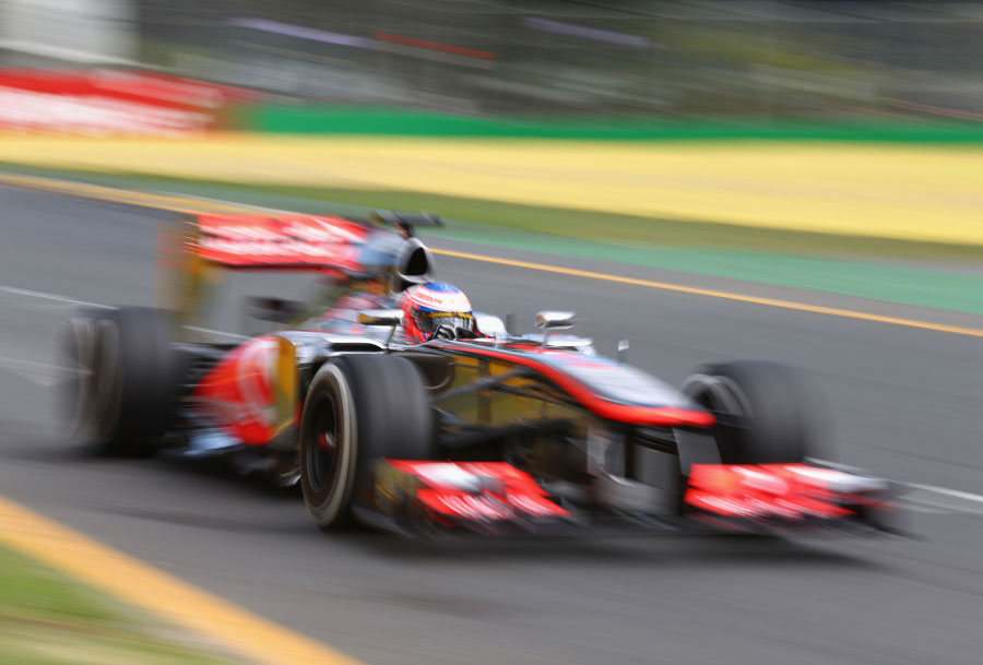 Jenson Button out on track during FP1