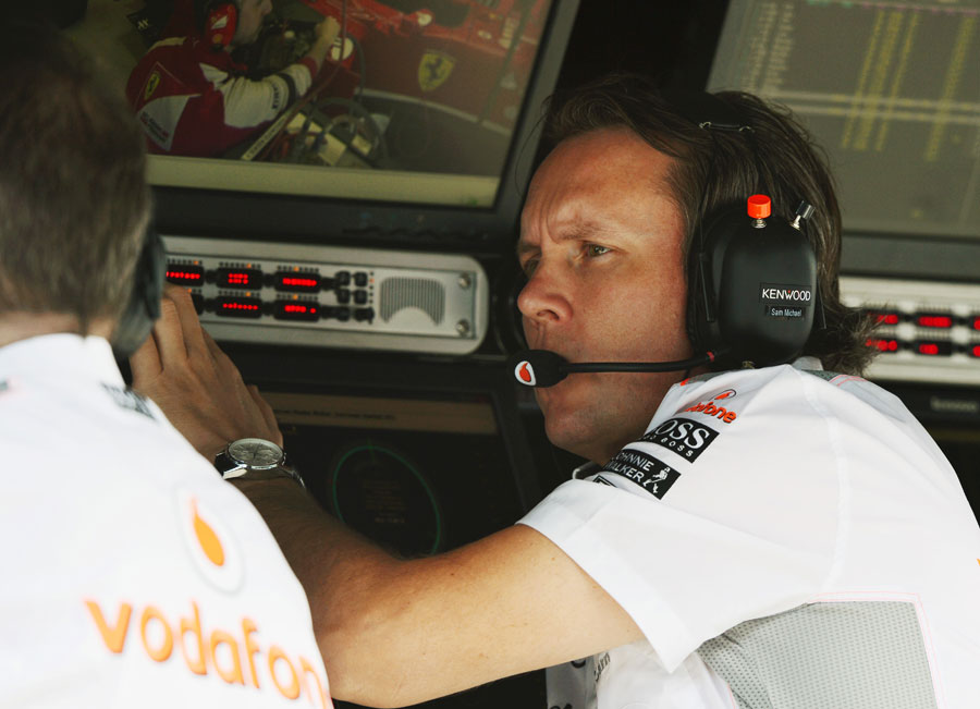Sam Michael on the McLaren pit wall