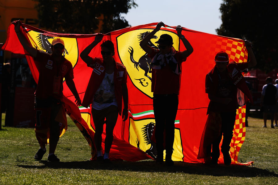 Ferrari fans arrive at Albert Park