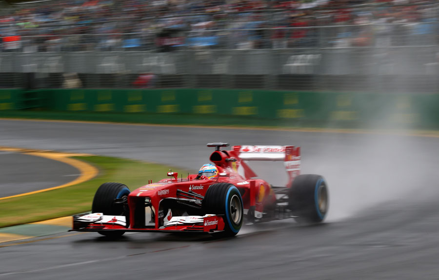 Fernando Alonso at speed through the final corner