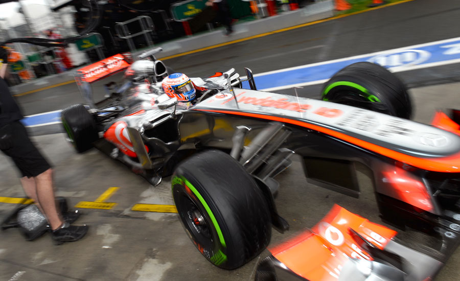 Jenson Button pits during FP3