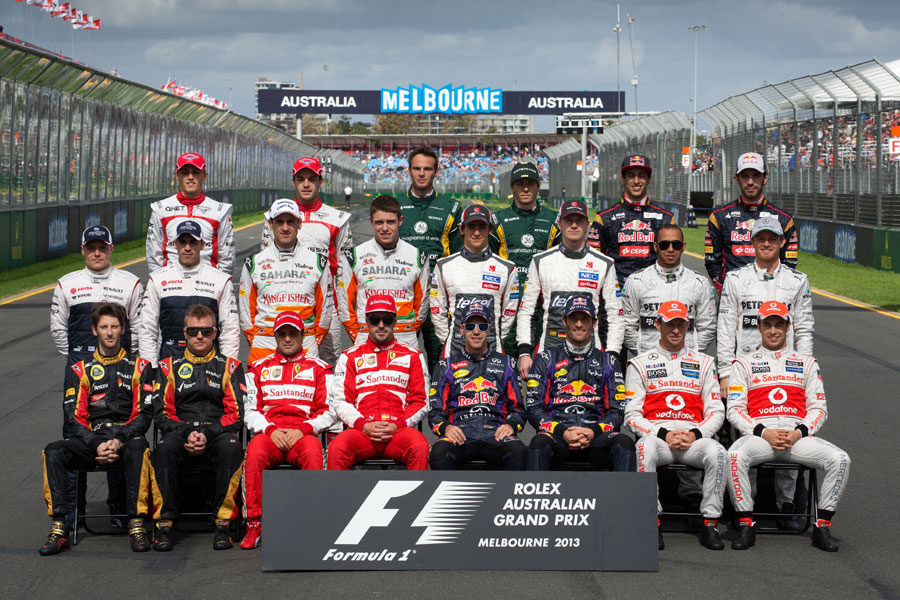 Drivers pose for the traditional pre-season group shot