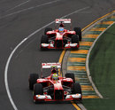 Felipe Massa leads Fernando Alonso on track
