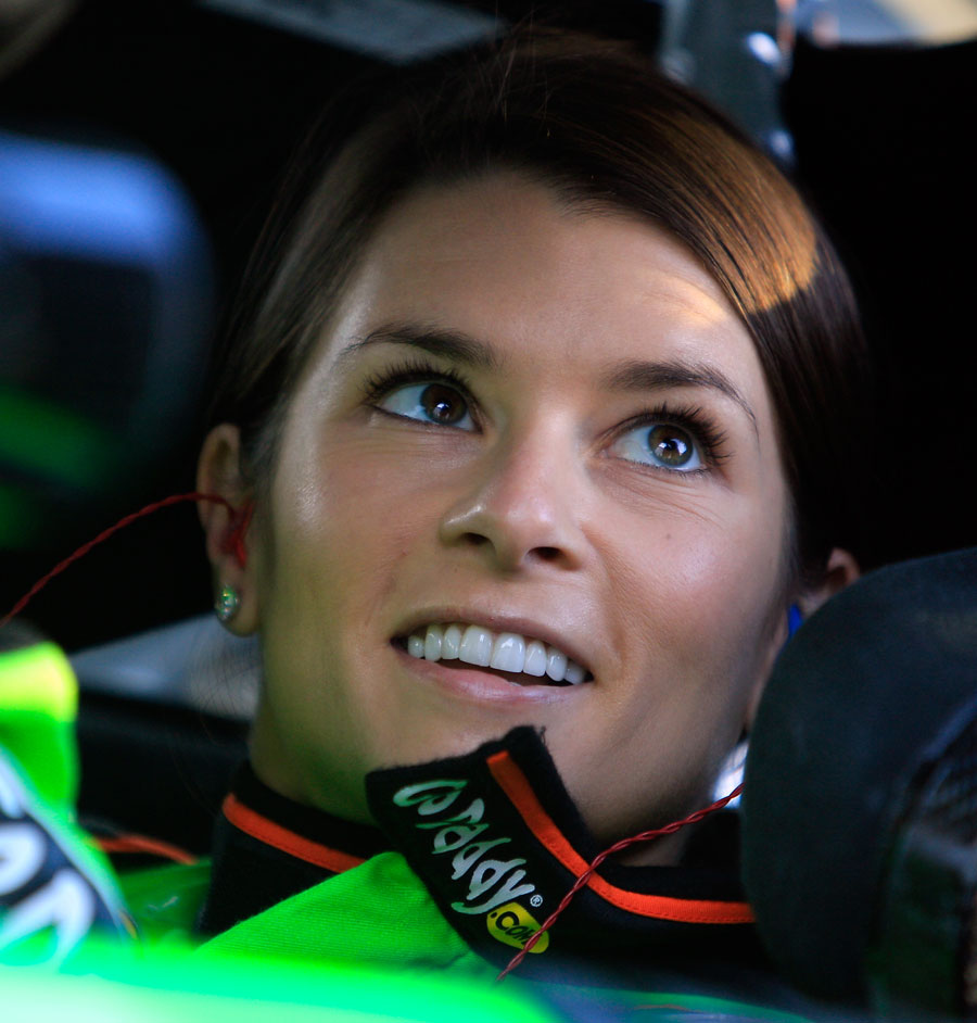 Danica Patrick  sits in her car during practice