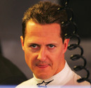 Michael Schumacher in his garage
