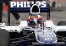 Rubens Barrichello parks his Williams in the pits
