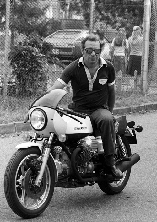 Monza resident Vittorio Brambilla arrives at the circuit