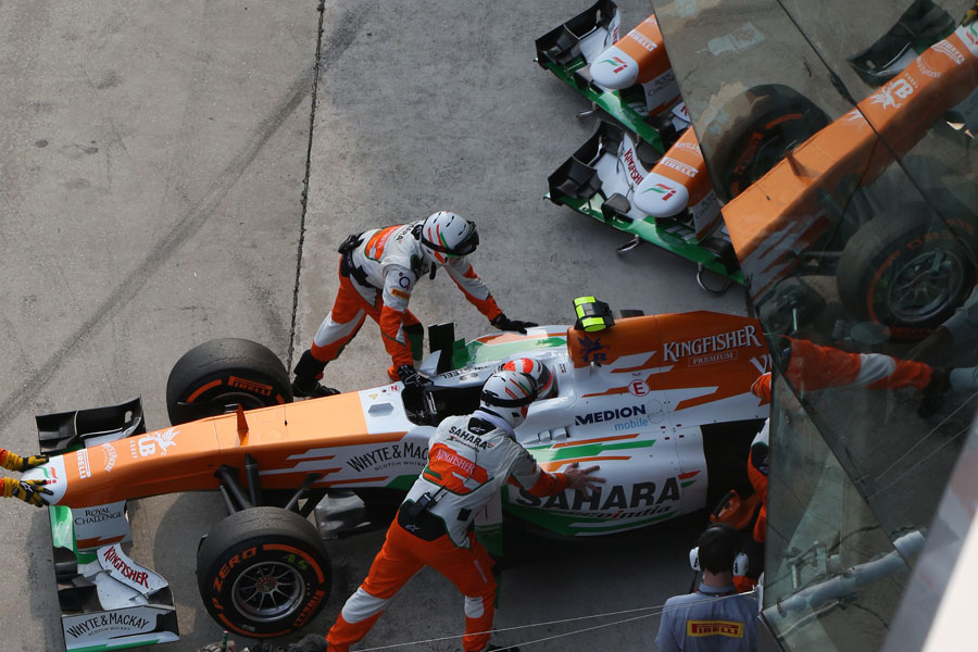 Force India retire Adrian Sutil from the race