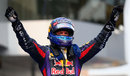 Sebastian Vettel celebrates victory 