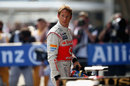 Jenson Button in parc ferme after qualifying in eighth place