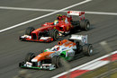 Felipe Massa overtakes Paul di Resta at speed