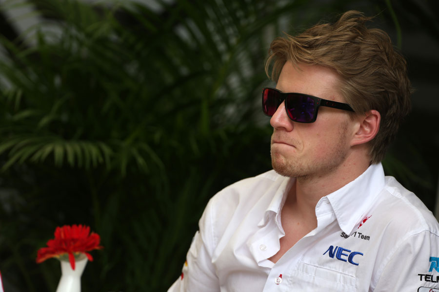 Nico Hulkenberg answers questions from the press