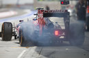 Daniel Ricciardo lays down some rubber in the pit lane