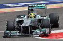 Nico Rosberg rides the kerbs on medium tyres